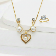 Heart Pearl Ring Set