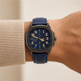 Navy Blue Chronograph Leather  Watch