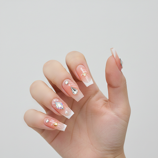Jeweled Peach Ombre Press-Ons