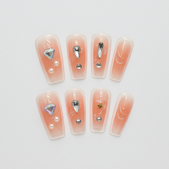 Jeweled Peach Ombre Press-Ons