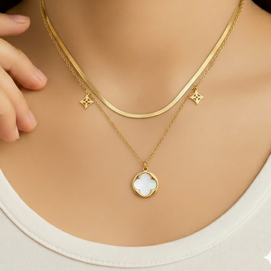 Layered Clover Pendant Necklace