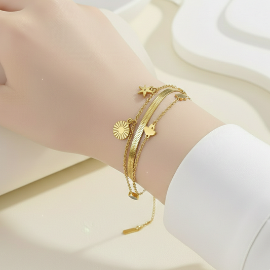 Layered Gold Charm Bracelet