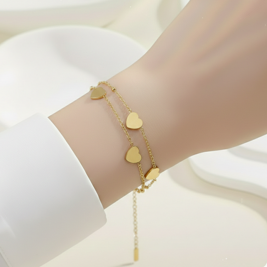 Layered Heart Gold Bracelet