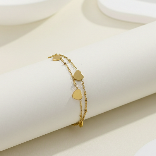 Layered Heart Gold Bracelet