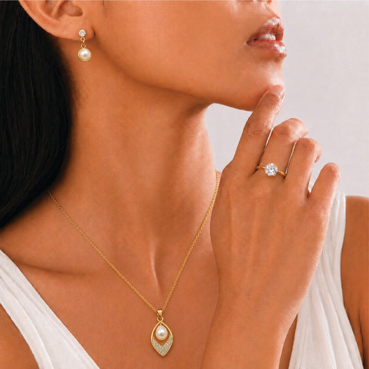 Leaf Pearl Crystal Set