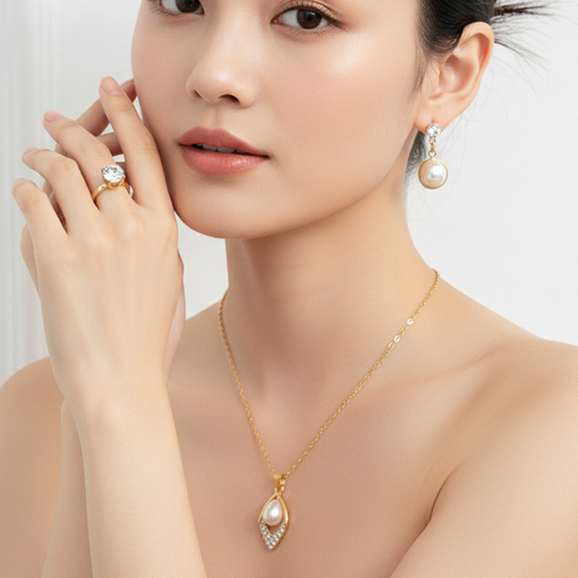 Leaf Pearl Crystal Set