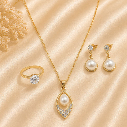 Leaf Pearl Crystal Set