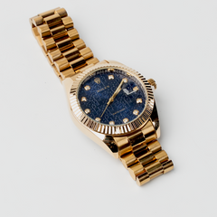 Gold Blue Dial Watch