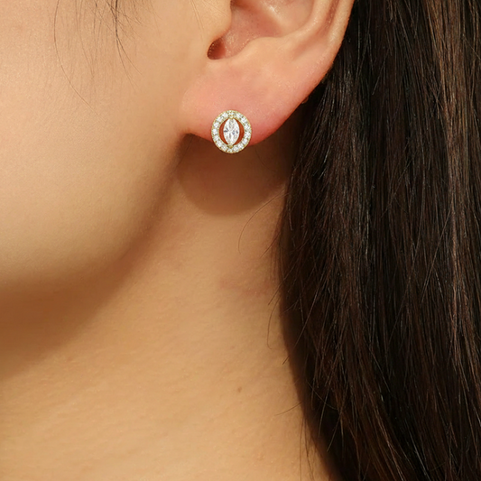 Marquise Halo Studs