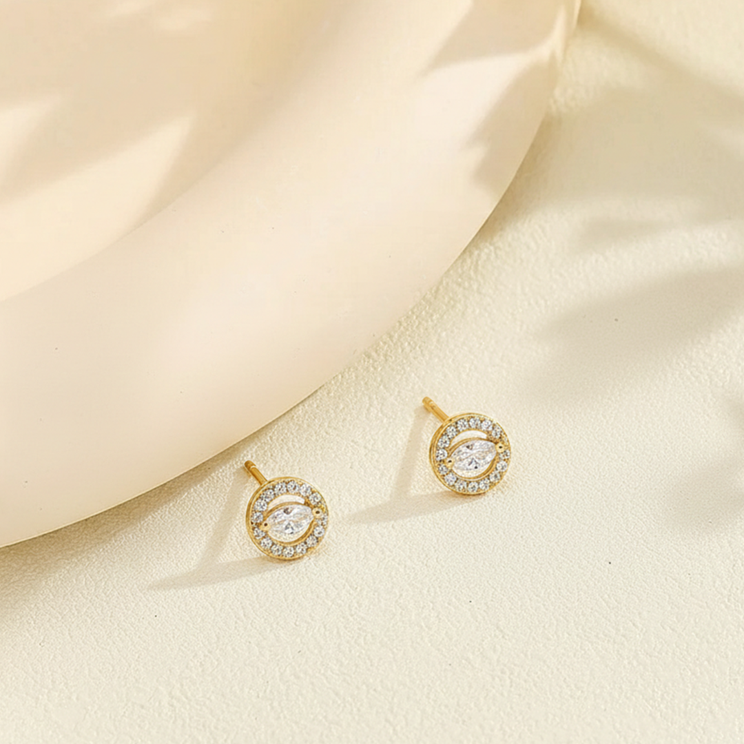 Marquise Halo Studs