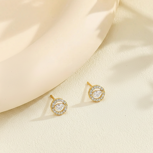 Marquise Halo Studs