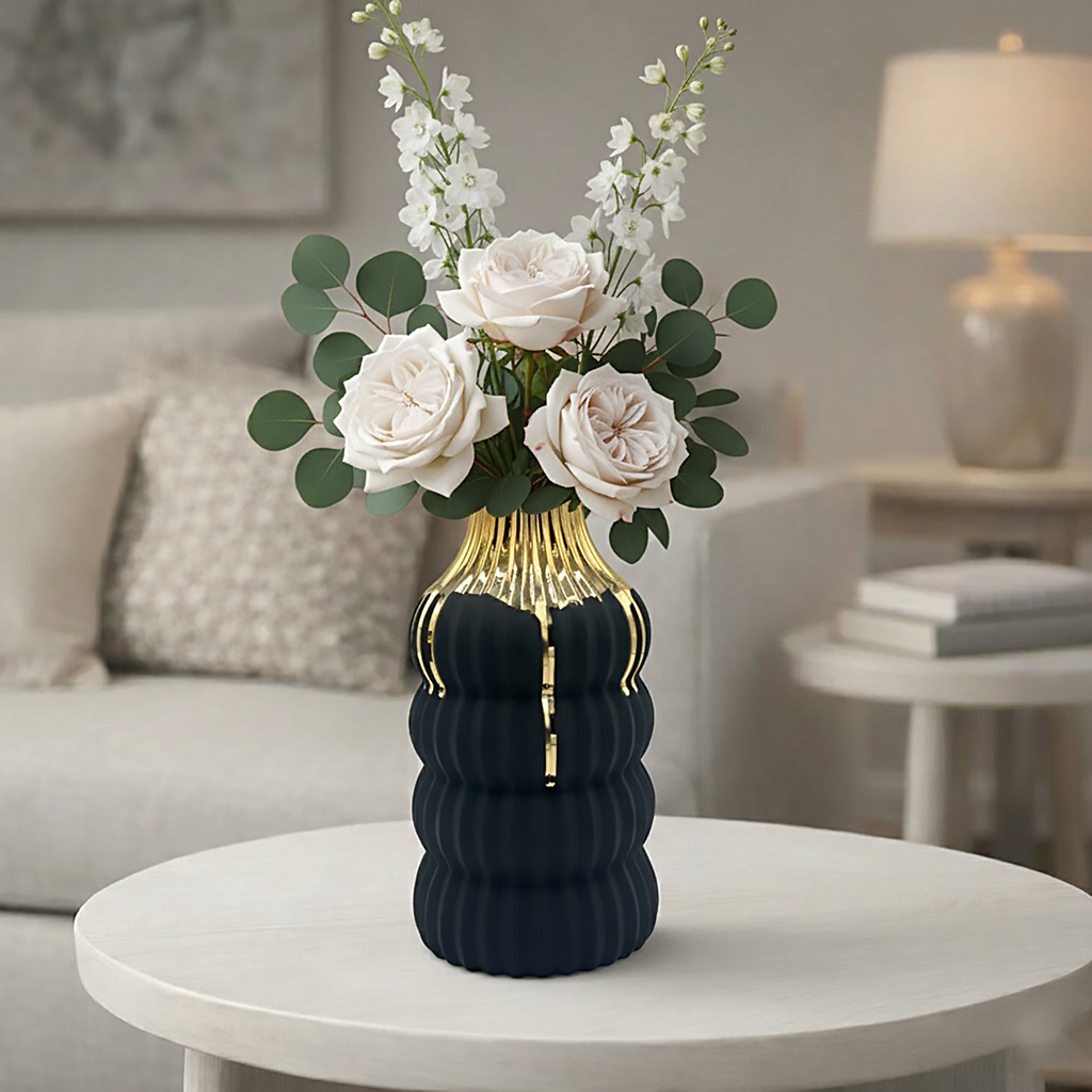Midnight Elegance Ceramic Vase