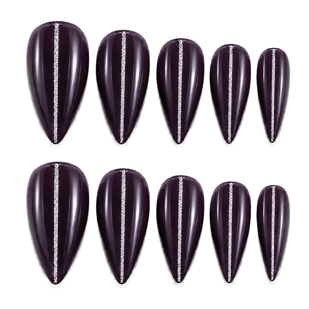 Midnight Stripe Press-On Nails
