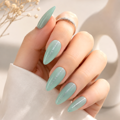 Mint Stripe Press-On Nails