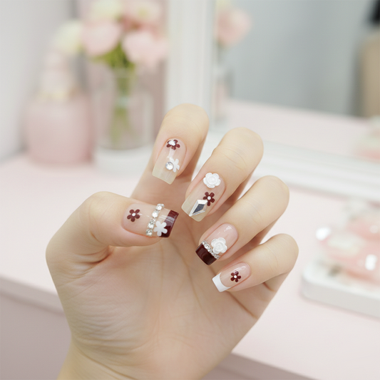 Mocha Bloom Press-On Nails