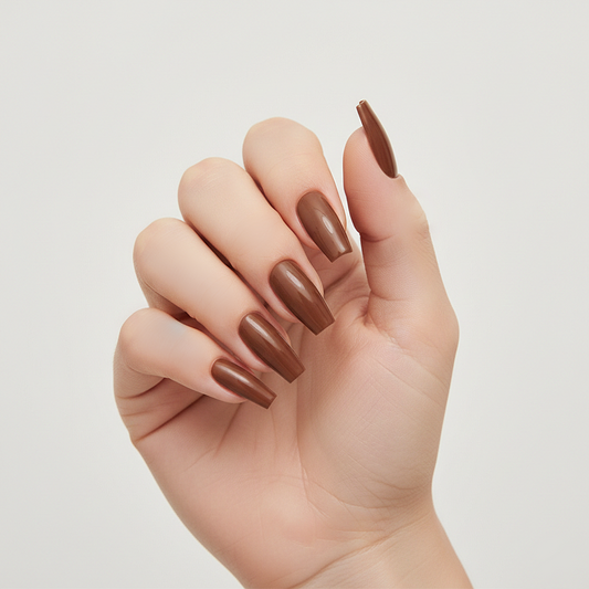 Mocha Coffin Press-On Nails