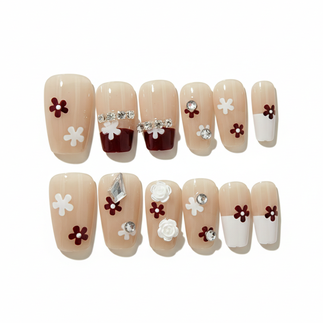 Mocha Bloom Press-On Nails