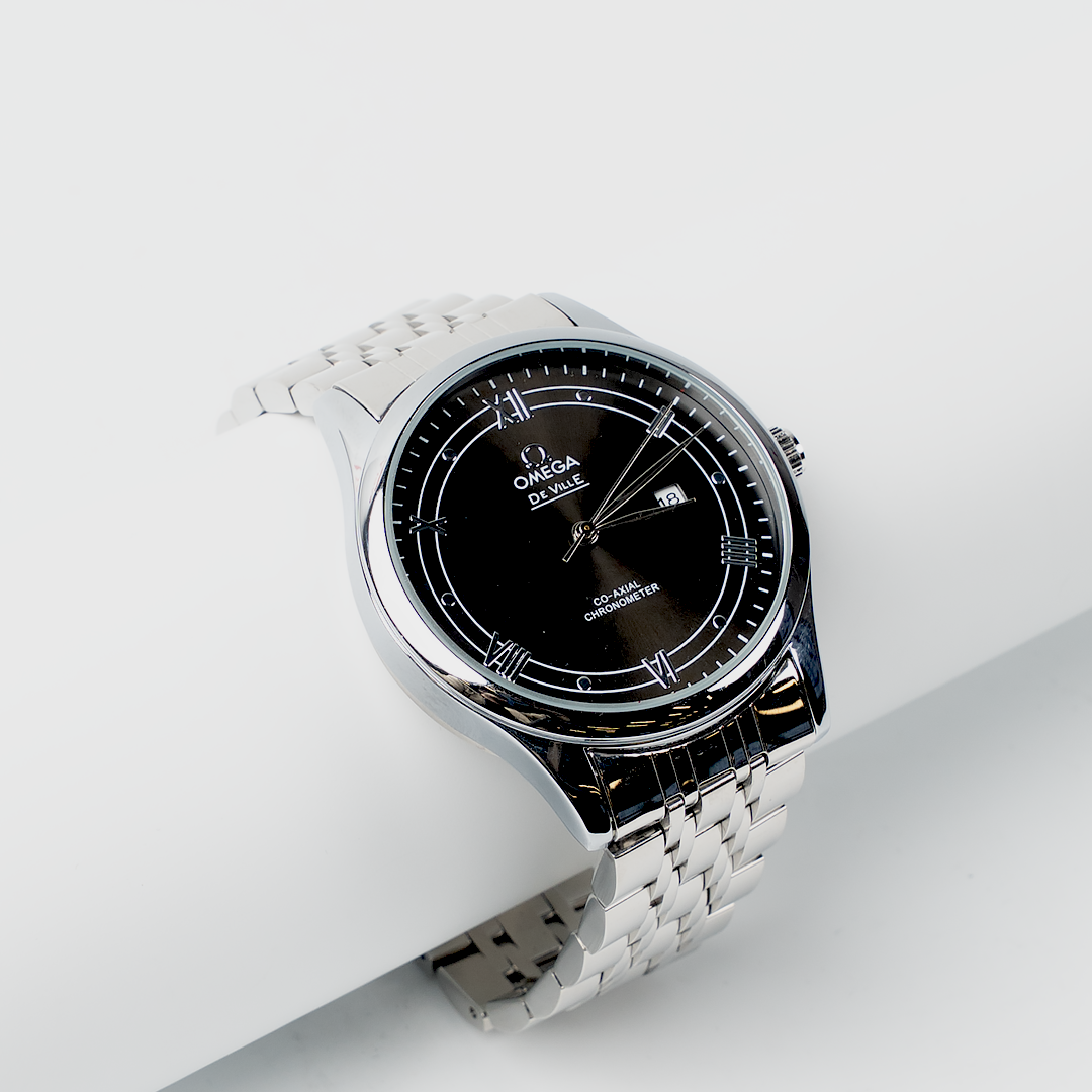 Omega – Black Dial Steel Watch
