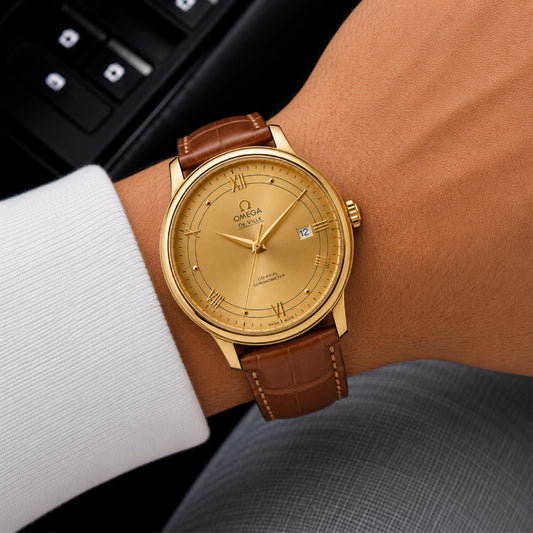 Omega – Gold Brown Leather