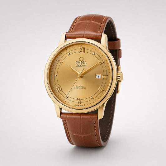 Omega – Gold Brown Leather