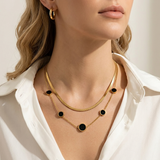 Onyx Layered Herringbone Pendants