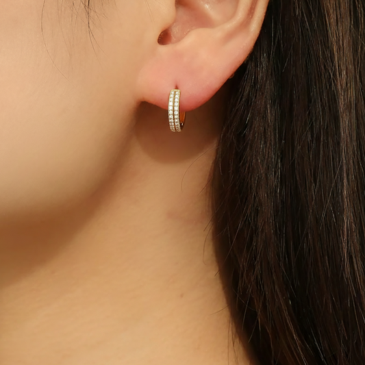 Pave Gold Hoop Earrings