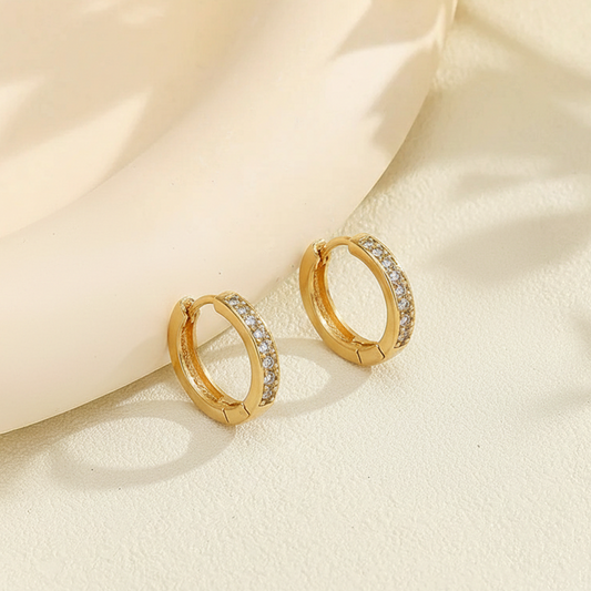 Pave Gold Hoop Earrings