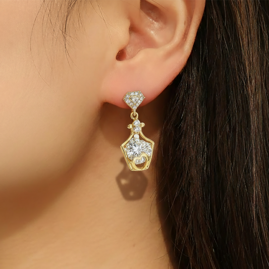 Pave Heart CZ Drop Earrings