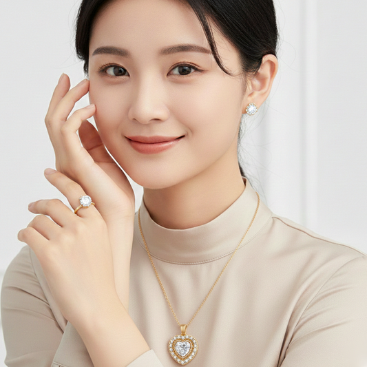 Pave Heart Jewelry Set