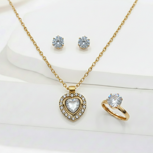 Pave Heart Jewelry Set