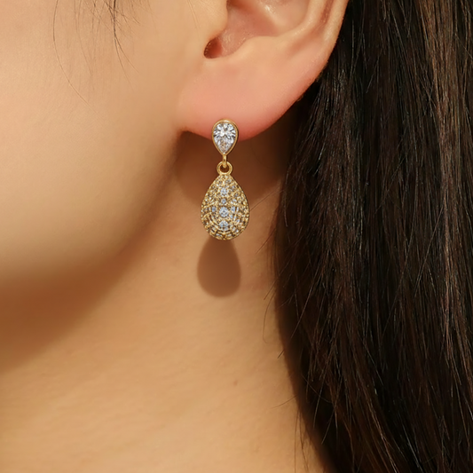 Pave Teardrop Dangle Earrings