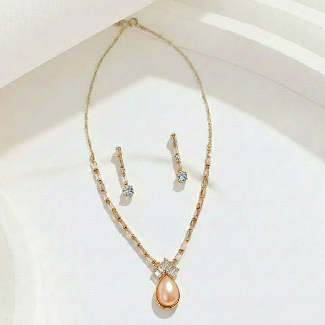 Peach Pearl & Crystal Set