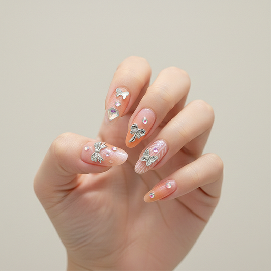 Peachy Knit Charm Press-Ons