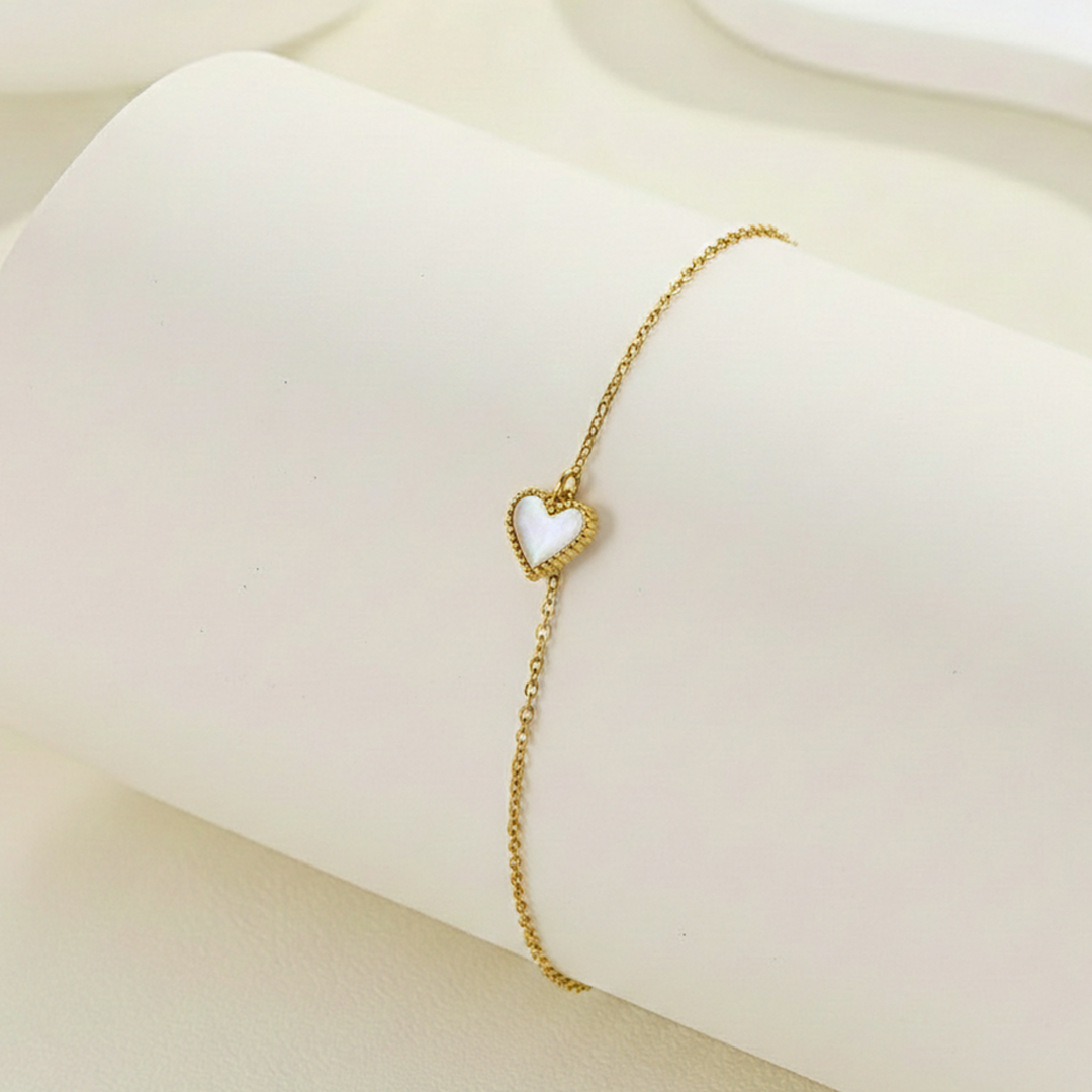 Pearl Heart Gold Bracelet