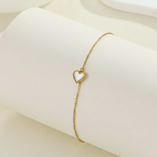Pearl Heart Gold Bracelet