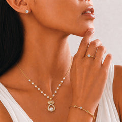 Pearl Zirconia Locket Set