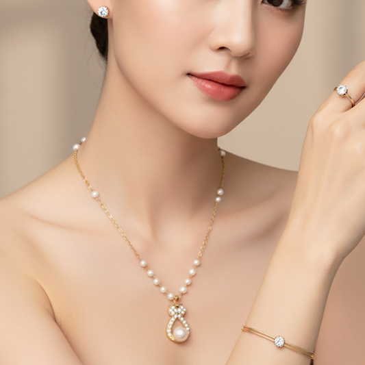 Pearl & Zirconia Jewelry Set