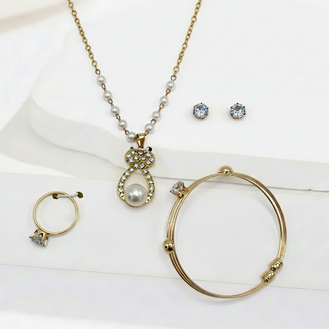 Pearl & Zirconia Jewelry Set