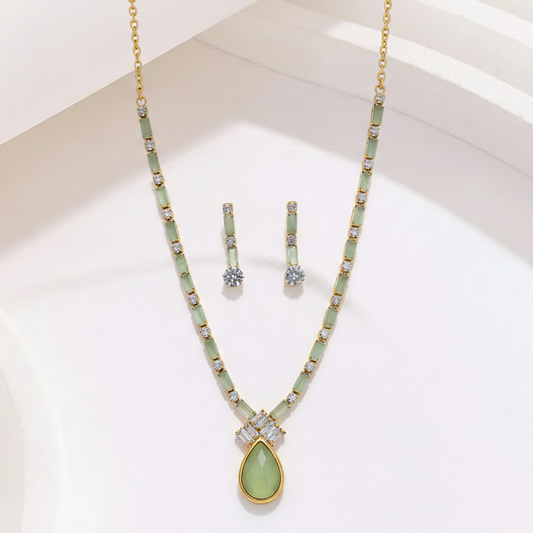 Peridot Teardrop Crystal Set