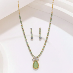 Peridot Teardrop Crystal Set