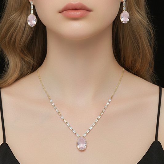 Pink Oval Crystal Set