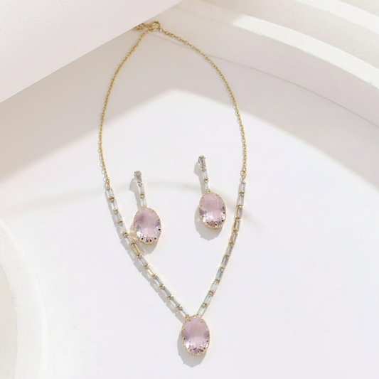 Pink Oval Crystal Set
