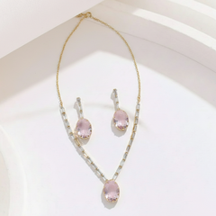 Pink Oval Crystal Set