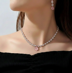 Pink Teardrop Jewelry Set