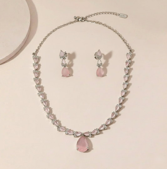 Pink Teardrop Jewelry Set