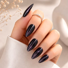 Plum Stripe Press-On Nails