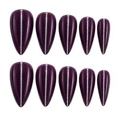 Plum Stripe Press-On Nails