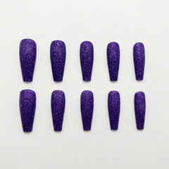 Purple Glitter Coffin Press-On Nails