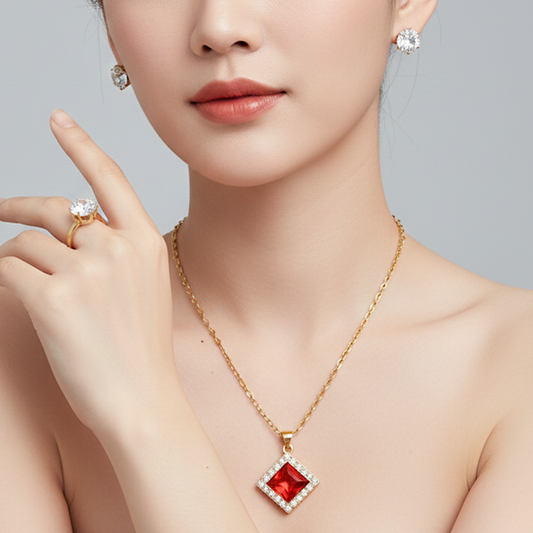 Red Stone Gold Jewelry Set