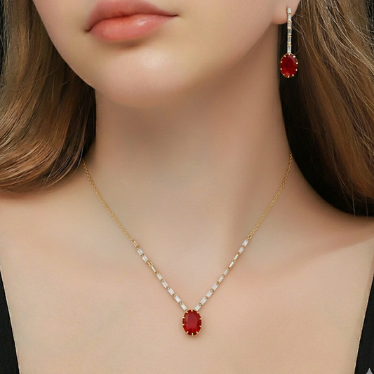 Red Oval Baguette Set